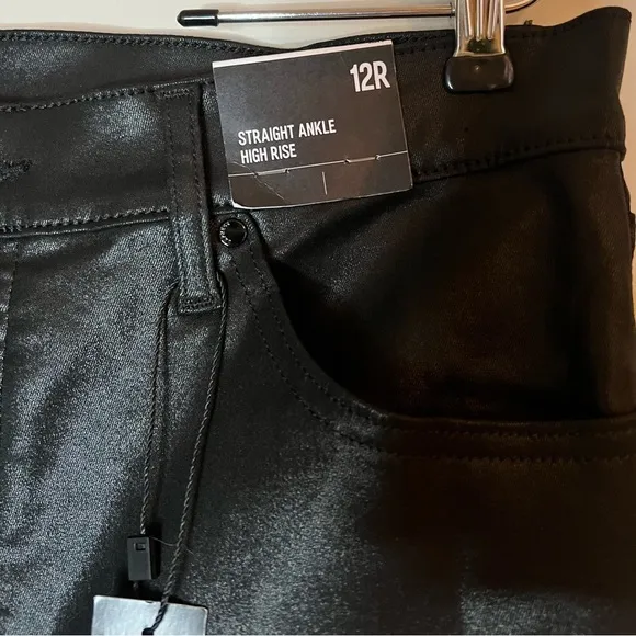 Express NEW Womens Faux Leather High Rise Straight Leg Ankle Pants Sz 12